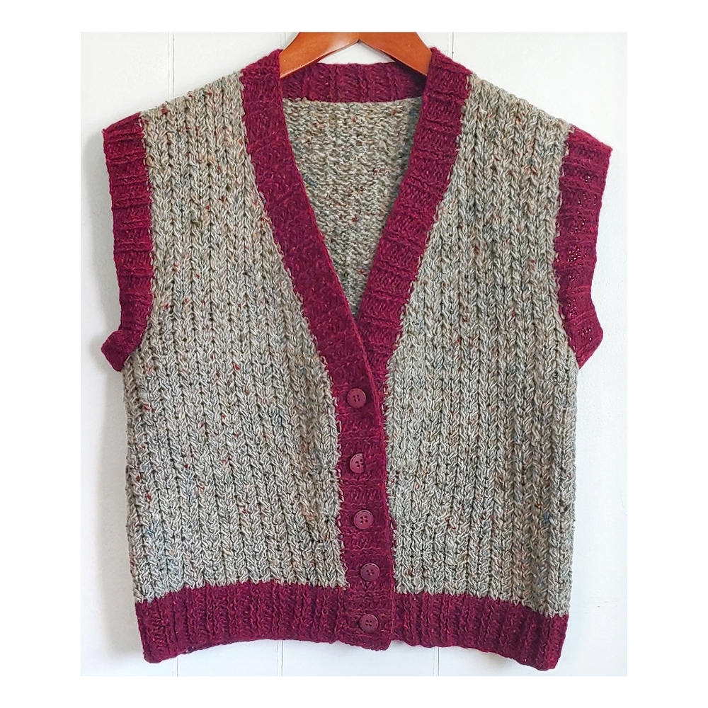 Vintage Handmade Wool Grandma Vest Cardigan Vest